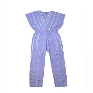 Paradised SMALL jumpsuit elastic waistband lavender & white stripes pockets rtr